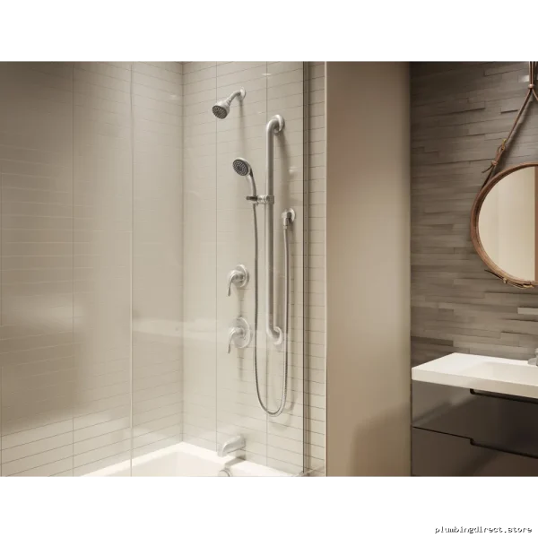 Symmons Satin Nickel Tub & Shower System - 9606-PLR-1.5-STN, Modern Design
