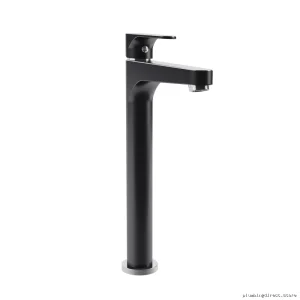 Tall Single Hole Bathroom Vessel Faucet in Black Chrome | BF1286-150 Kalia