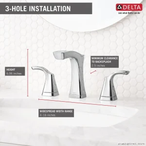 Tesla Delta Chrome High Arc Widespread Mount Bathroom Faucet