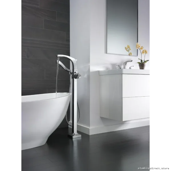 Tesla Delta Chrome High Arc Widespread Mount Bathroom Faucet - Image 3