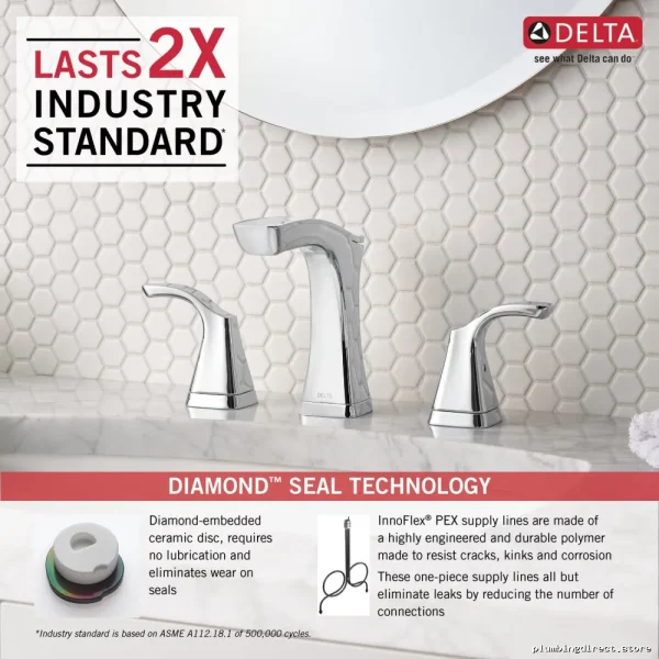 Tesla Delta Chrome High Arc Widespread Mount Bathroom Faucet - Image 4