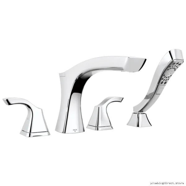 Tesla Delta T4752 Chrome Roman Tub Faucet Trim with Spacious Handheld Shower
