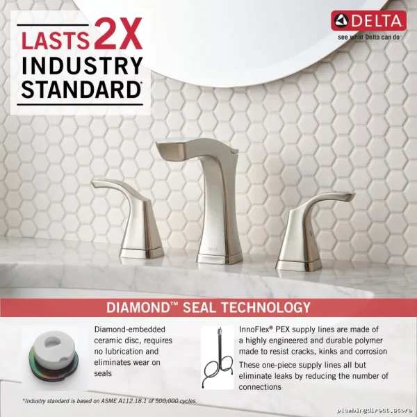 Tesla Widespread Bathroom Faucet | Stainless 3552-SSMPU-DST Delta - Image 3