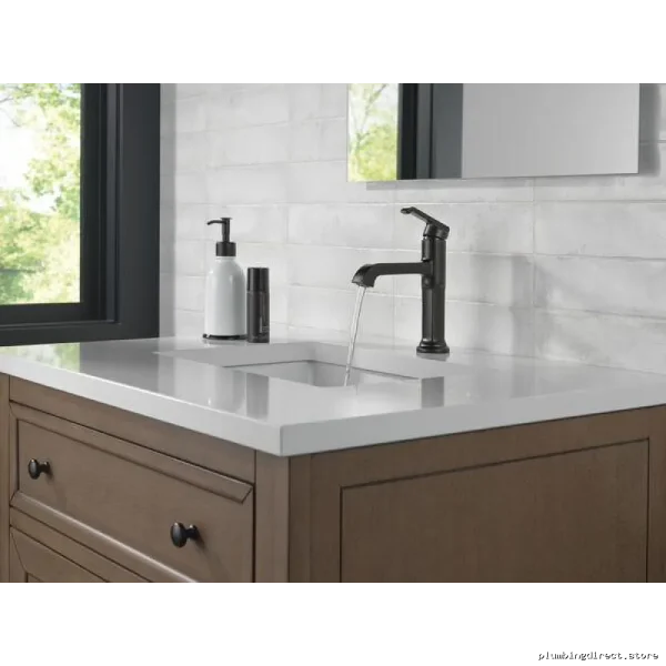 Tetra Modern Matte Black Single Hole Bathroom Faucet - 589-BL-DST Delta - Image 2