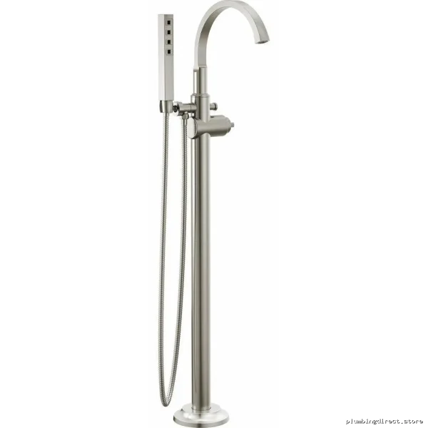 Tetra Floor Mount Tub Filler Trim (Handles Not Included) - Lumicoat Stainless Steel T4788-SS-PR-LHP-FL Delta