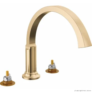 Tetra Roman Handle-Reduced Tub Trim - Luxury Bathroom Fixture with Roman Design & Champagne Bronze Finish