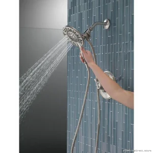 In2ition Stainless Steel Two-in-One Hand Shower & Shower Head, 4-Setting H2Okinetic Delta 58499-SS