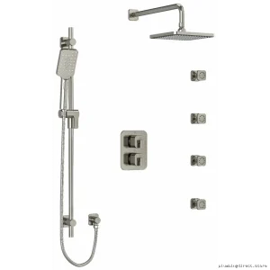 Equinox Thermostat Shower Faucet with Ceiling Arm – Brushed Nickel Kit