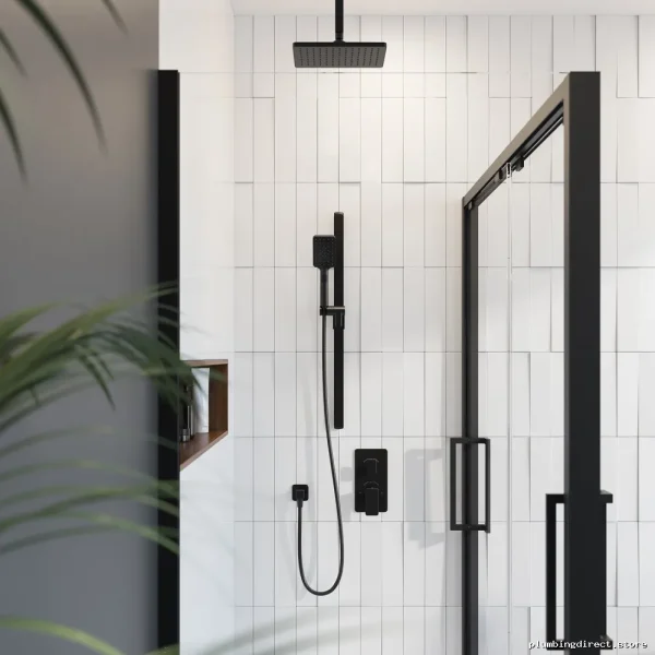 3-Way Thermostatic Shower Valve with Diverter & Square Trim - Matte Black Kareo