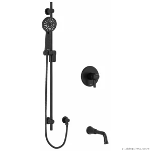 Momenti Thermostat Tub & Shower Faucet with Easy-Pex Connection | Black Kit