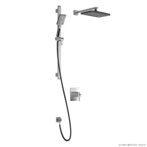 Kalia BF1718-150-200 Black/Chrome Thermostatic Coaxial Shower System with Wall Arm
