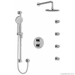 Thermostatic Shower Faucet with Ceiling-Mounted Arm - Chrome Finish, Adjustable Temp Control & Quick Install | RIOBEL