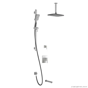 Thermostatic Shower System with Vertical Ceiling-Mounted Arm - Grafik TD3 Premia Valve-Free Black/Chrome Finish