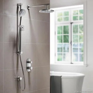 Thermostatic Shower System with Integrated Divertor & Chrome Wall Arm - RoundOne
