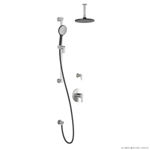Kontour TD2 Thermostatic Shower System (Black/Chrome) - Vertical Ceiling Arm Design