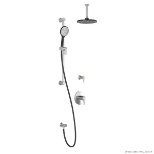 Thermostatically Controlled Shower System with Adjustable Ceiling Mount – Kontour T2 Modern Design in Sleek Black/Chrome Finish