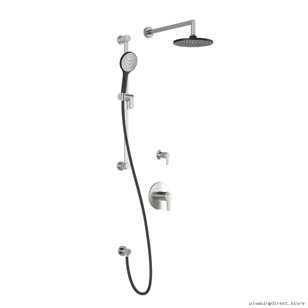 Kontour Thermostatic Shower System with Wall-Mount Arm - Black/Chrome