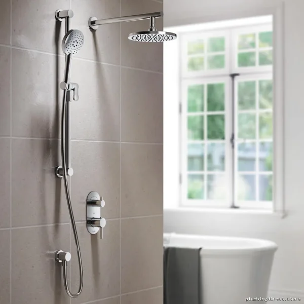 Thermostatic Shower System with Diverter & Wall Arm - Chrome RoundOne
