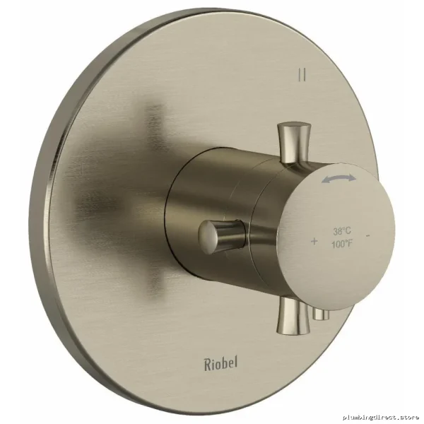 RioBel Brushed Nickel Thermostatic Shower Valve Trim with 3 Functions