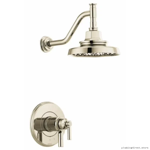 Luxe Gold Thermostatic Shower Valve Trim - Invari Brizo T60276-PN Modern Design