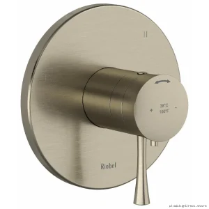 Brushed Nickel Thermostatic Shower Valve Trim with 5 Functions