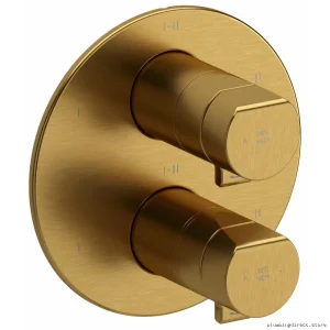 RIOBEL Brushed Gold Thermostatic Shower Valve Trim with 6 Functions