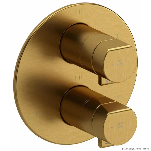 RIOBEL Brushed Gold Thermostatic Shower Valve Trim with 6 Functions