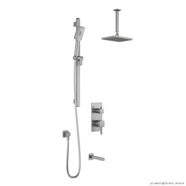Thermostatic SquareOne TD3 Integrated Diverter Valve with Adjustable Ceiling Mount - Premium Pure Nickel Finish