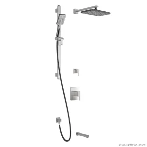 Kalia Grafik TD3 Premia Thermostatic Black/Chrome Tub & Shower Wall Arm BF1609-150-200