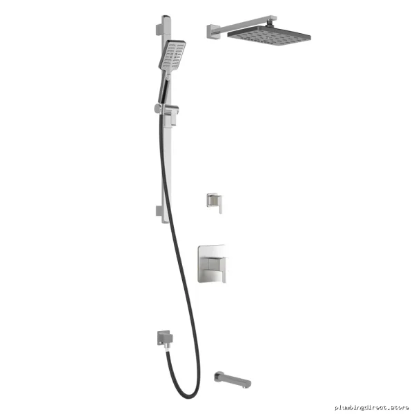 Kalia Grafik TD3 Premia Thermostatic Black/Chrome Tub & Shower Wall Arm BF1609-150-200