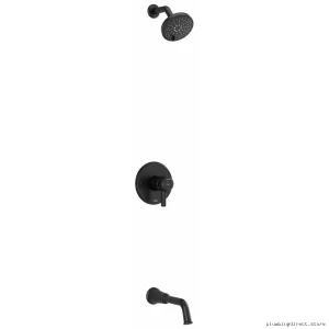 Thermostatic Tub & Shower Faucet with Easy PEX Expansion - Black