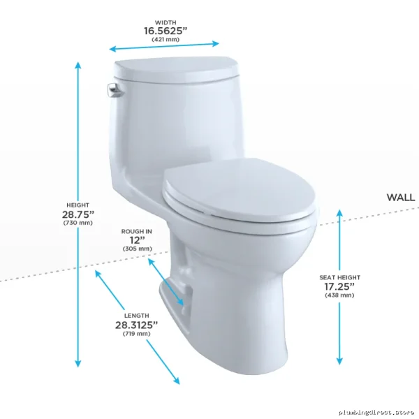 Toto UltraMax II 1-Piece Toilet 1.28 GPF CeFiONtect Colonial White MS604114CEFG#11 - Image 2