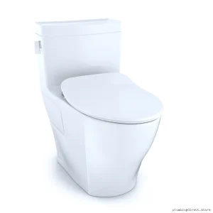 Toto Cotton White Comfort Height Elongated Toilet 1.28 GPF Low-Flow 1-Piece Design SoftClose Seat