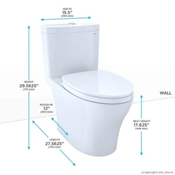Toto Cotton White Dual Flush Elongated Toilet 1.28 0.8 GPF Universal Height - Image 2
