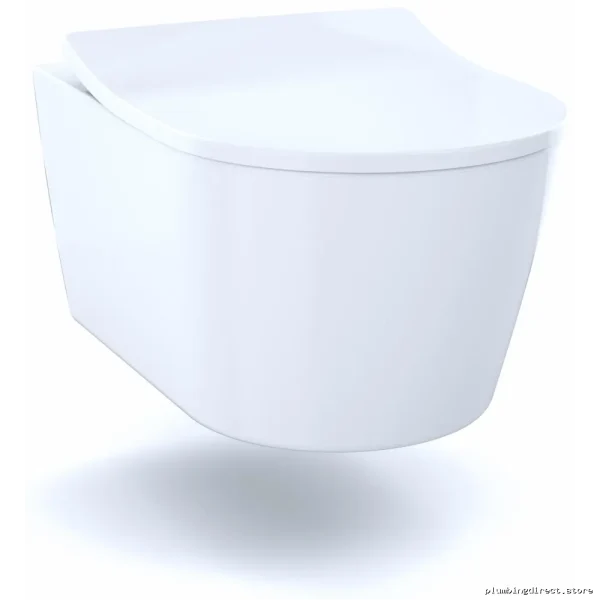 Toto CT447CFG#01 Modern D-Shape Wall-Mounted Toilet Bowl - Cotton White - Image 2