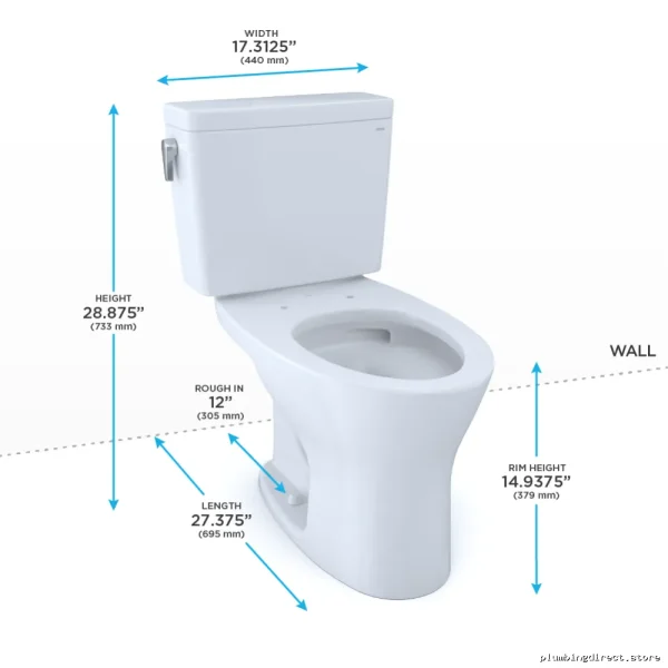 Toto Drake Cotton White Dual Flush Toilet 1.28/0.8 GPF with CEFIONTECT - Image 2