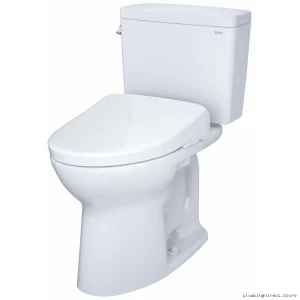 Toto Drake 2-Piece Toilet, Comfort Height, 1.6 GPF, WASHLET+ Bidet, Cotton White