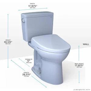 Toto Drake Tall Elongated Toilet with WASHLET+ Bidet Seat - Cotton White 2-Piece Eco-Friendly 1.6 GPF