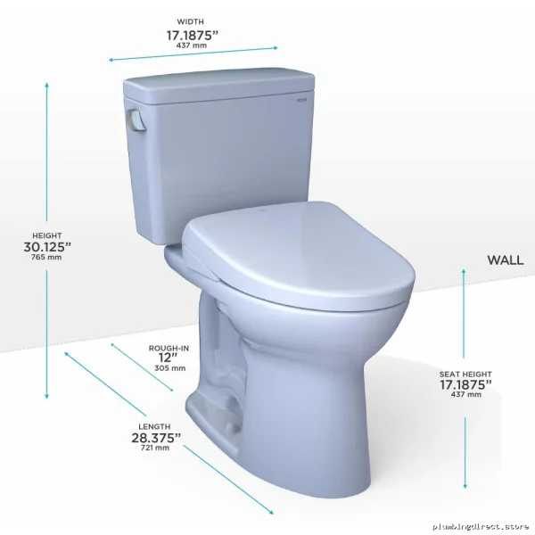Toto Drake Tall Elongated Toilet with WASHLET+ Bidet Seat - Cotton White 2-Piece Eco-Friendly 1.6 GPF