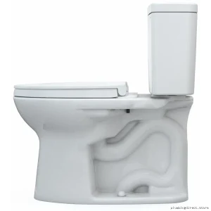 TOTO Drak e Tw o- Piec e E l ong at ed Toile t w ith Sof t Close Se at , Wat er-Efficie nt , Cott on Whi te Mode l ...