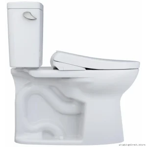 TOTO Drake Washlet+-Enhanced Comfort Height Elongated Two-Piece Toilet | Cotton White | Model MW...