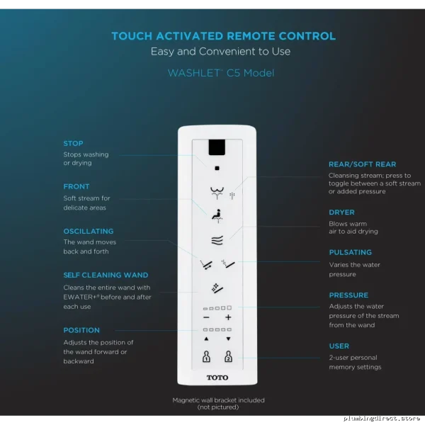 Toto Cotton White SW3084T40#01 Elongated Bidet Seat - WASHLET+ C5 for Ultimate Comfort - Image 2