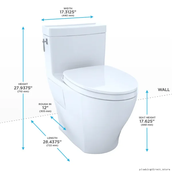 Toto Cotton White Tall Elongated 1-Piece High-Efficiency Toilet with SoftClose Seat - Image 2
