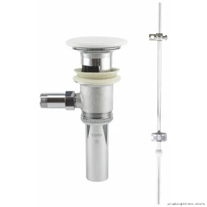 Lever Faucet Drain Assembly with White Ceramic Cover - Cotton White THP737#01 Toto