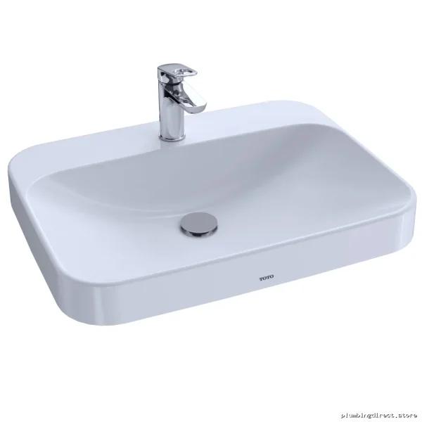 Toto Cotton White 24x18 Rectangular Vessel Sink with Overflow Design, No Drain Included - LT416G#01