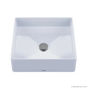 Toto Cotton White Square Vessel Sink No Overflow - 16x16 Bathroom