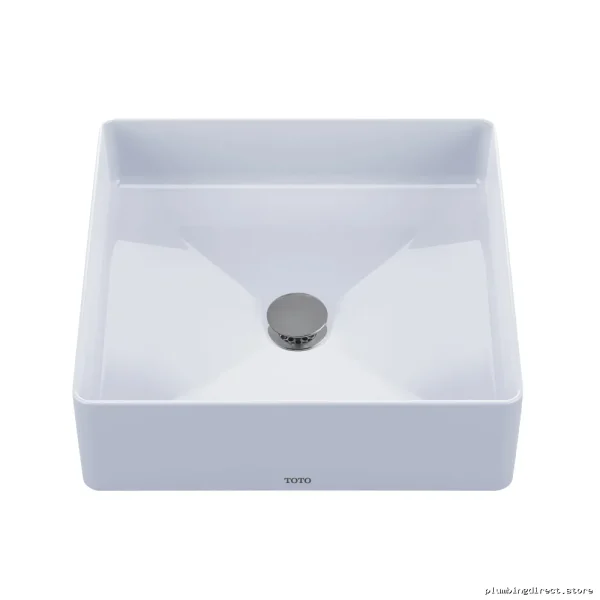 Toto Cotton White Square Vessel Sink No Overflow - 16x16 Bathroom