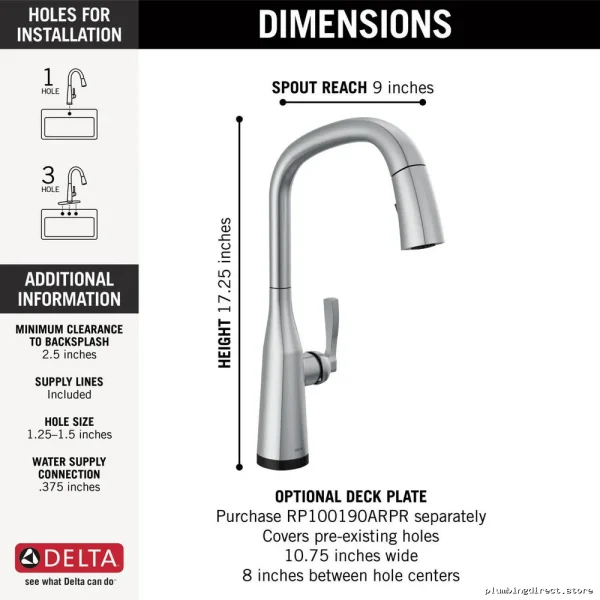 Touch-Controlled Kitchen Faucet with Pull-Down Spray - Stryke Lumicoat Arctic Stainless Steel 9176T - Image 2