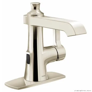 Touchless MotionSense Single-Hole Bathroom Faucet by Moen Flara in Polished Nickel