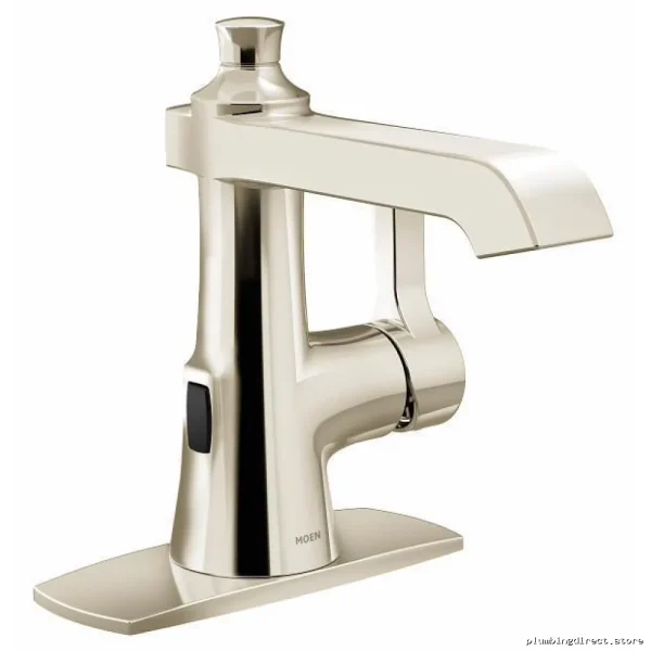 Touchless MotionSense Single-Hole Bathroom Faucet by Moen Flara in Polished Nickel